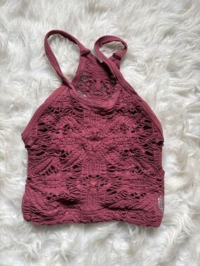 Free People Rose Crochet Halter Crop Top